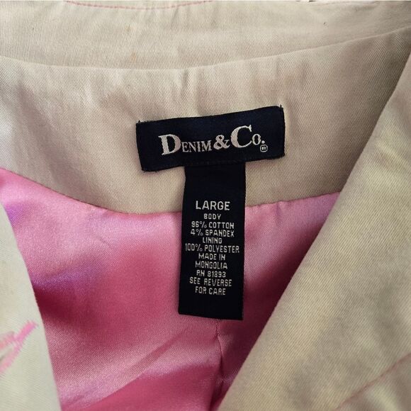 Denim & Co. Cream with Pink Stitching Spring Coat - Picture 9 of 9